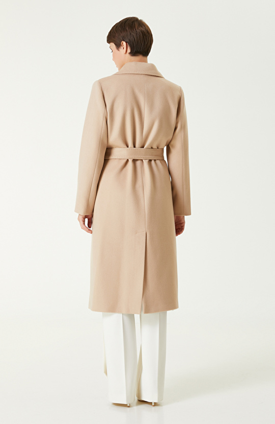 Bej Melanj Yün Karışımlı Manto