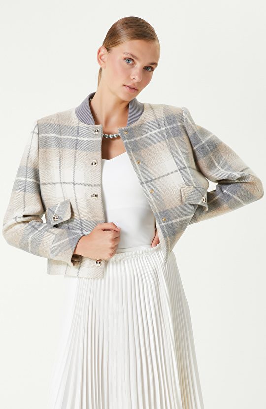 Bej Ekose Desenli Mont