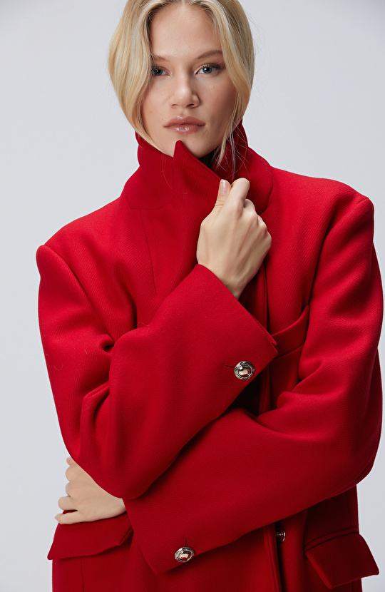 Kırmızı Kruvaze Manto