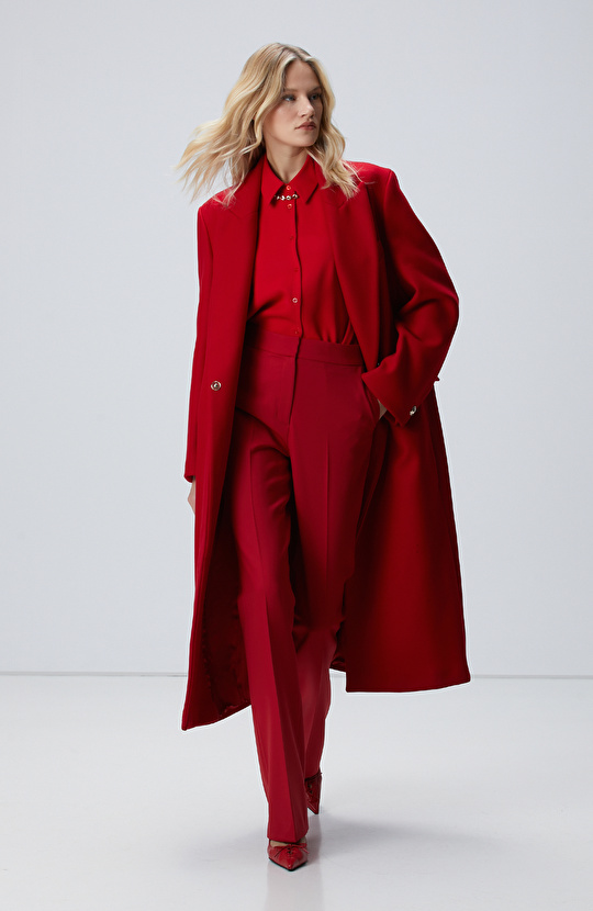 Kırmızı Kruvaze Manto