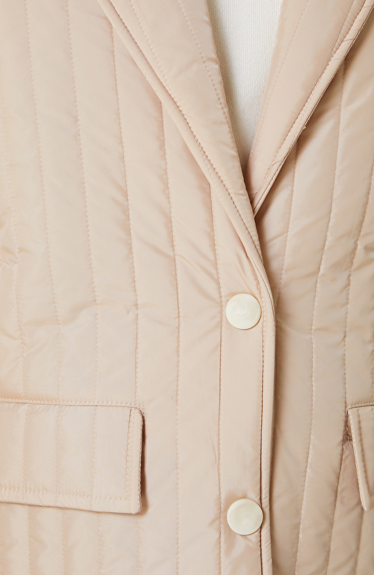 Bej Dikişli Detaylı Puffer Mont