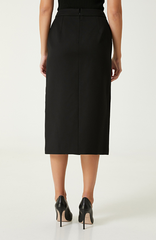 Siyah Yün Midi Etek