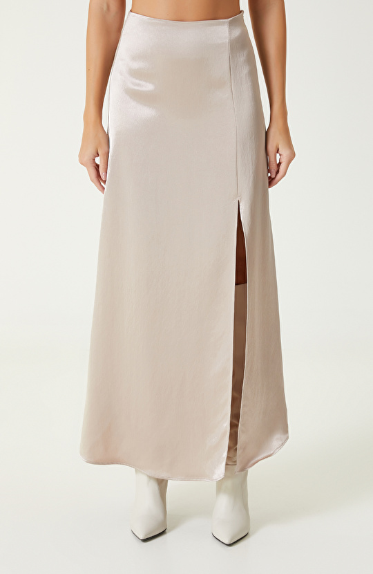 Vizon Saten Maxi Etek