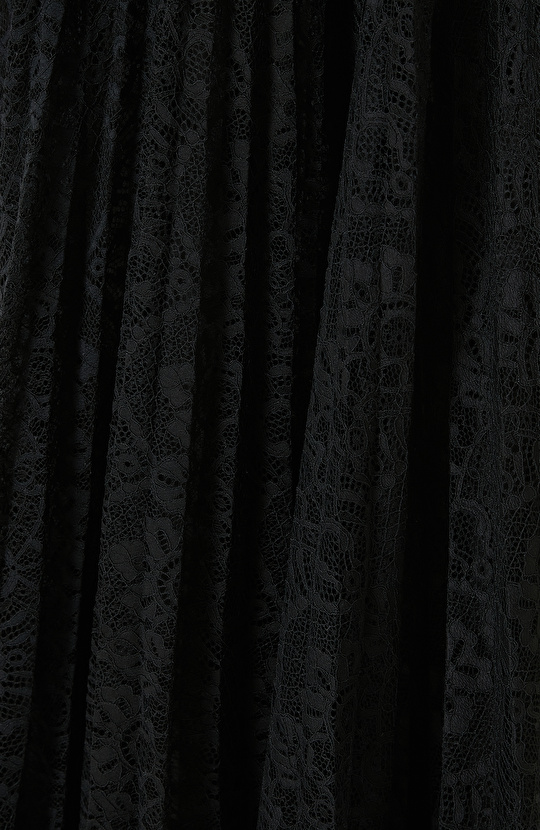 Siyah Piliseli Dantel Maxi Etek