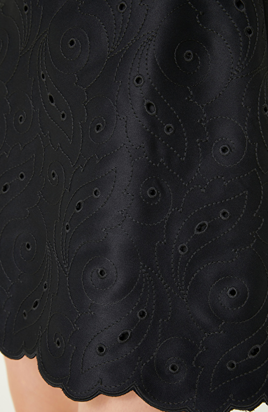 Siyah Güpür Mini Etek