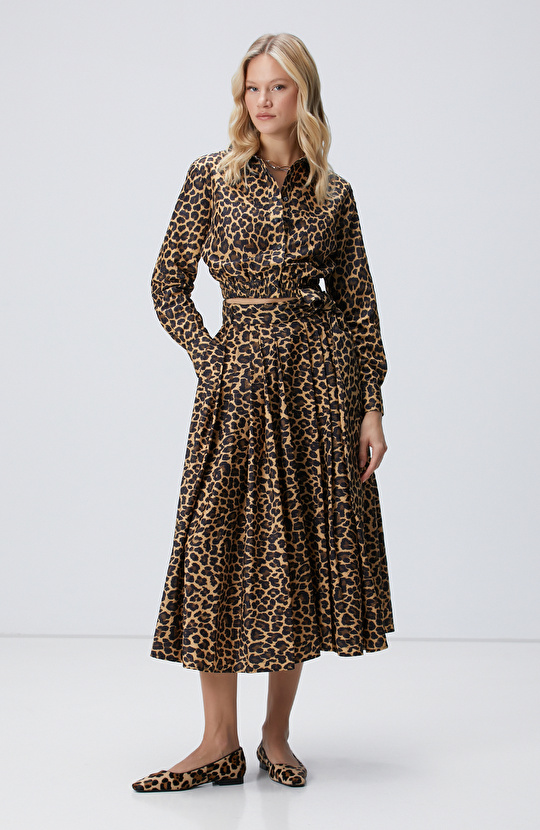 Kahverengi Camel Animal Desenli Etek Kahverengi Camel Animal Desenli Etek