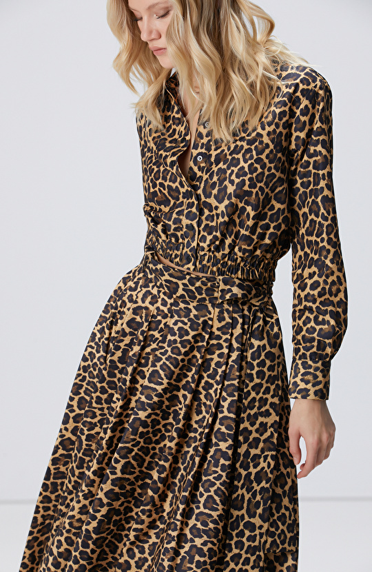 Kahverengi Camel Animal Desenli Etek