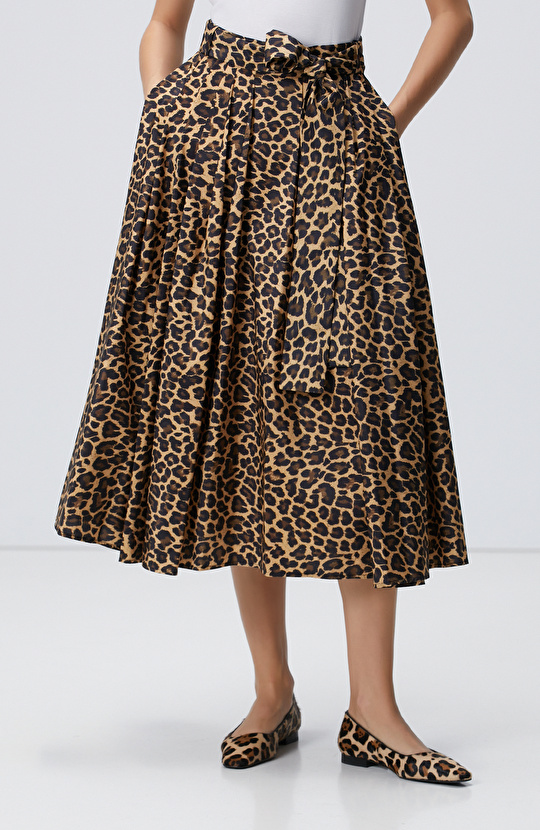 Kahverengi Camel Animal Desenli Etek