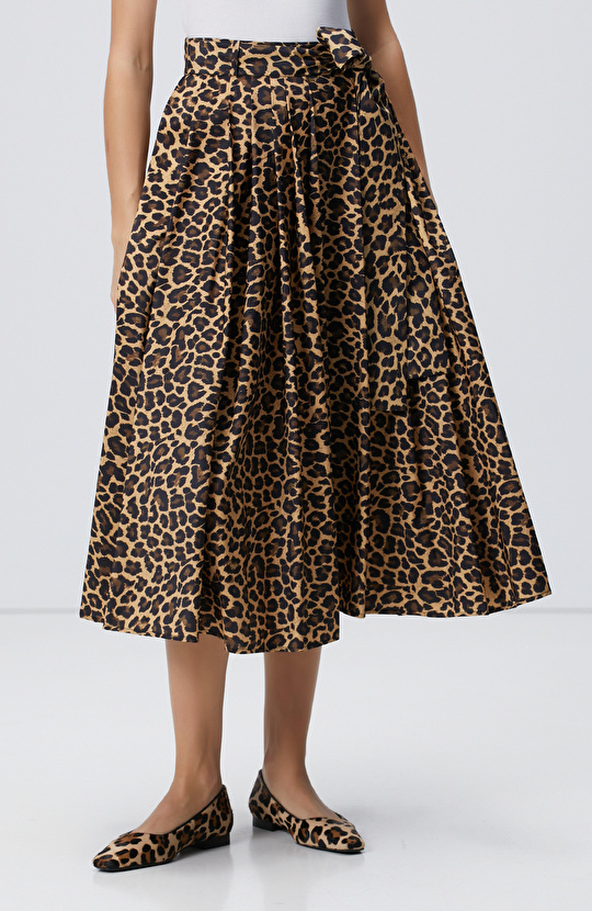 Kahverengi Camel Animal Desenli Etek