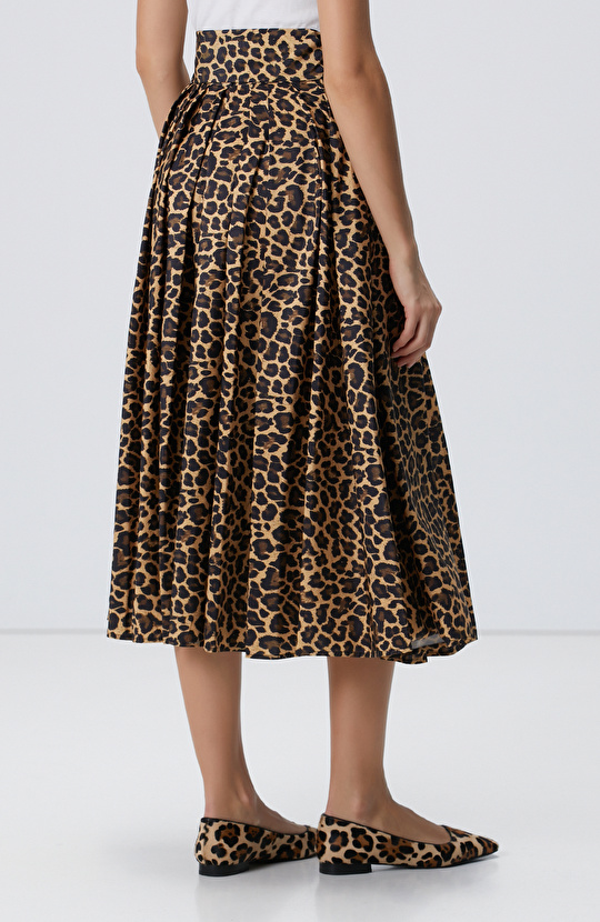 Kahverengi Camel Animal Desenli Etek