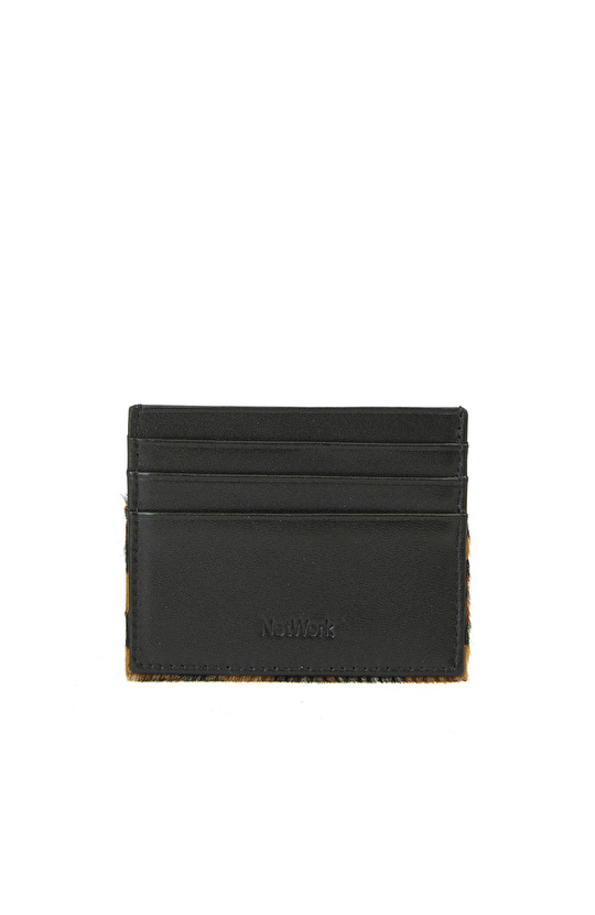 Leopar Desenli Kadın Deri Kartlık