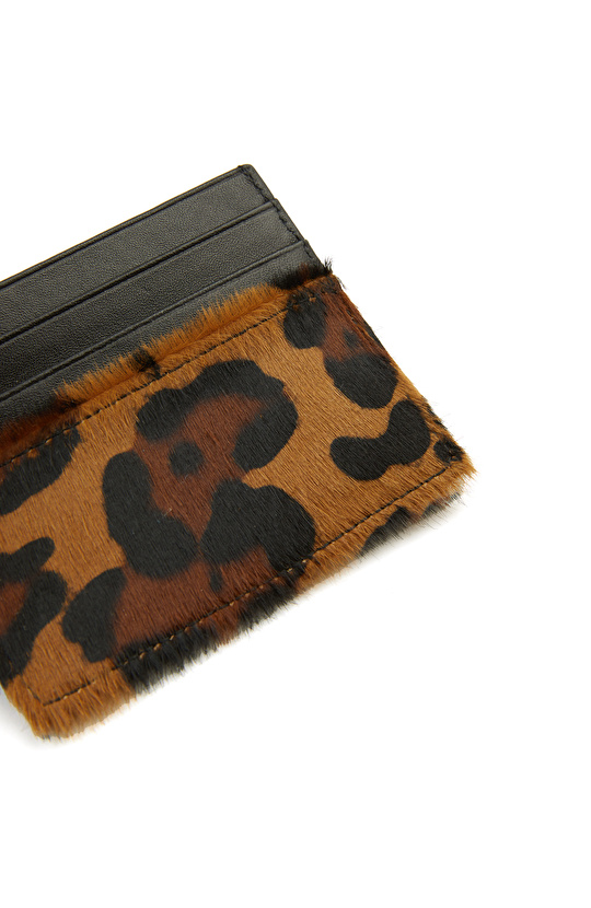 Leopar Desenli Kadın Deri Kartlık