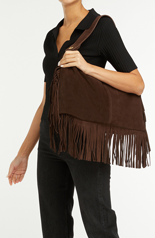 Kahverengi Kadın Süet Çanta