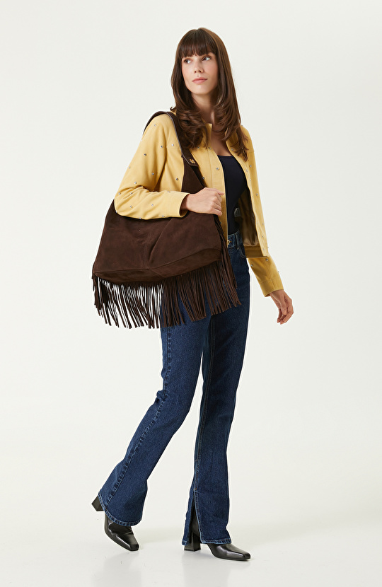 Kahverengi Kadın Süet Çanta