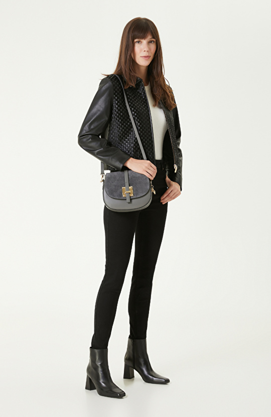 Gri Kadın Deri Çanta