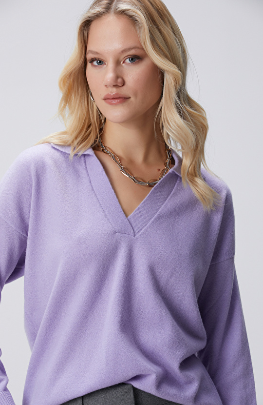 Lila Limited Yün Kaşmir Karışımlı Kazak