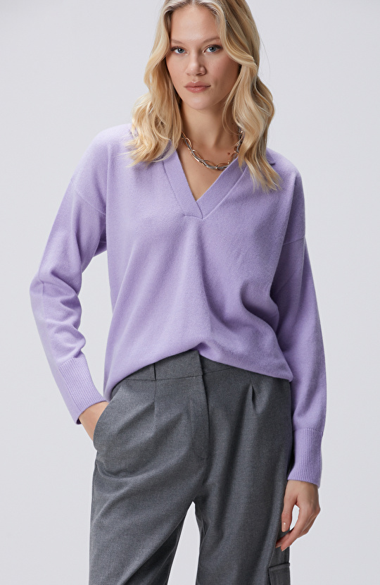 Lila Limited Yün Kaşmir Karışımlı Kazak