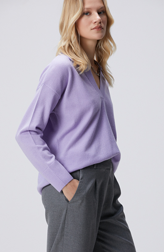 Lila Limited Yün Kaşmir Karışımlı Kazak