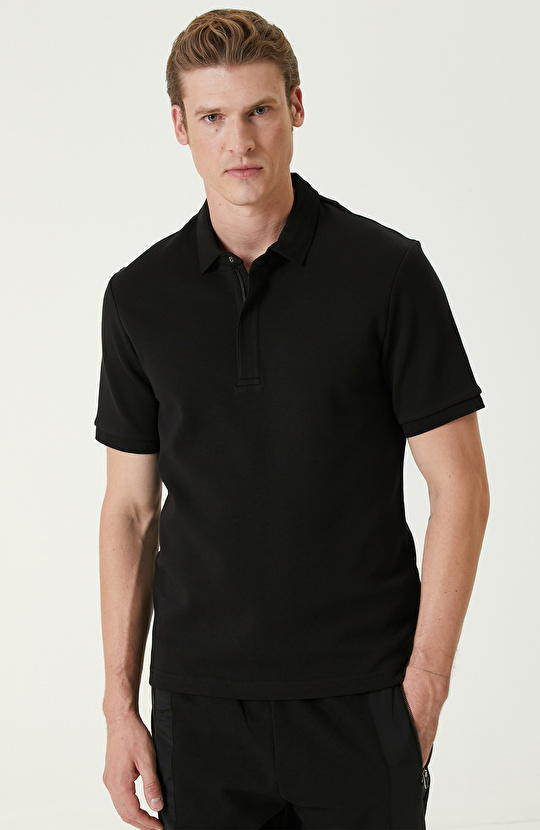 Siyah N-Tech Fermuarlı Pike Tshırt