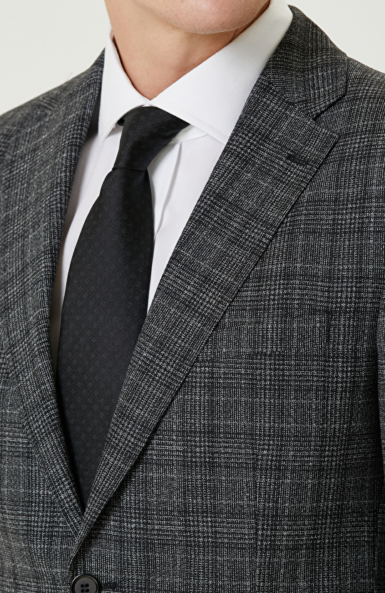 Siyah Yün Karışımlı Takım Elbise