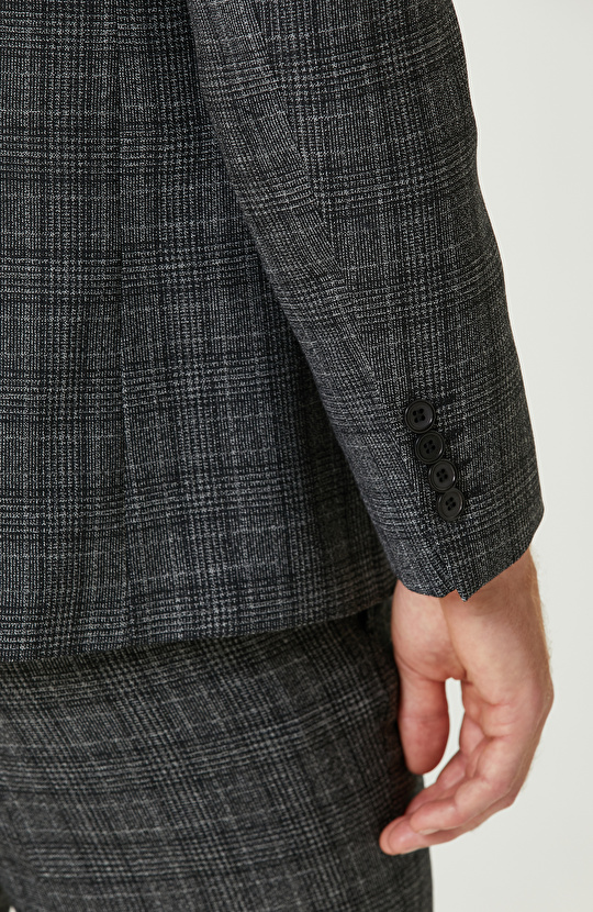 Siyah Yün Karışımlı Takım Elbise