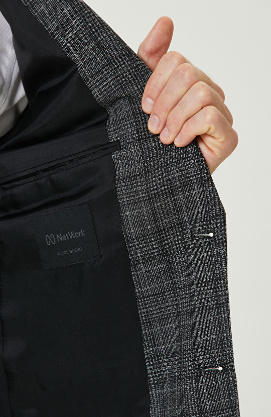 Siyah Yün Karışımlı Takım Elbise