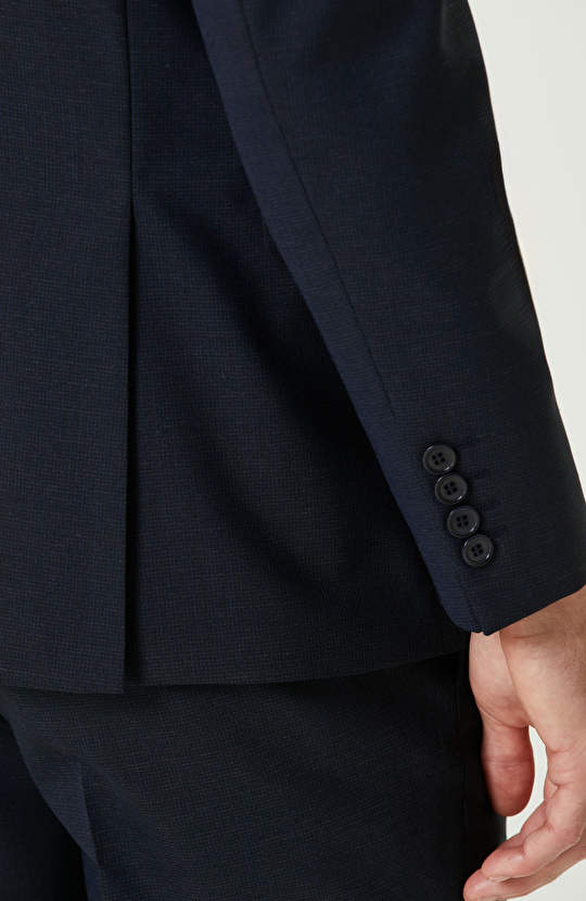 Lacivert Yün Karışımlı Çift Yırtmaç Takım Elbise