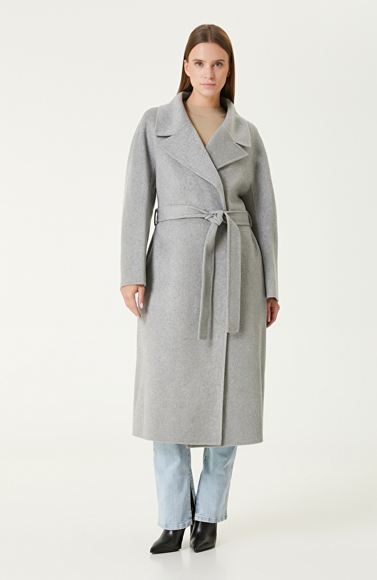 Gri Melanj Dikişsiz Handmade Yün Manto 