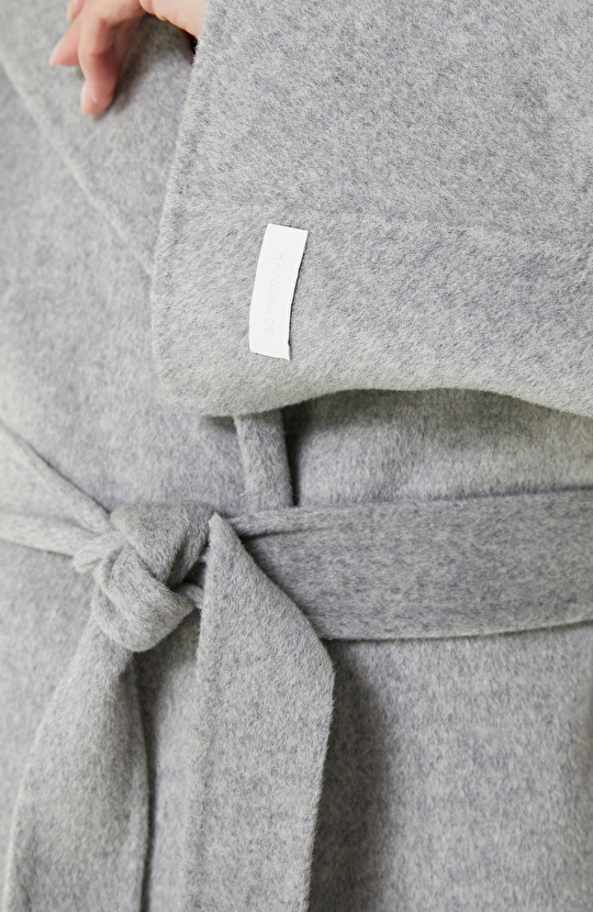 Gri Melanj Dikişsiz Handmade Yün Manto 