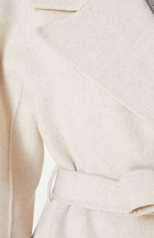 Bej Melanj Dikişsiz Handmade Yün Manto 