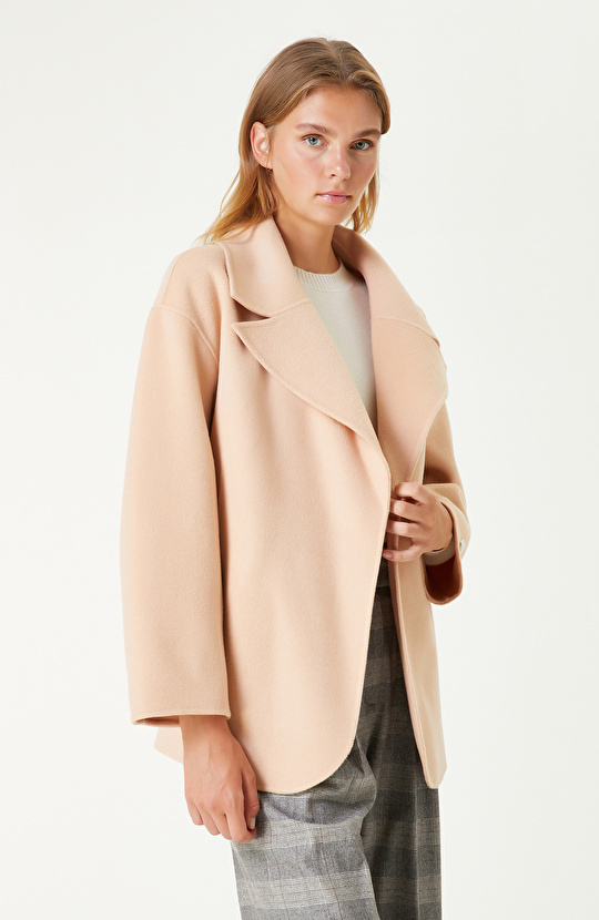 Kayısı Dikişsiz Handmade Yün Kaban