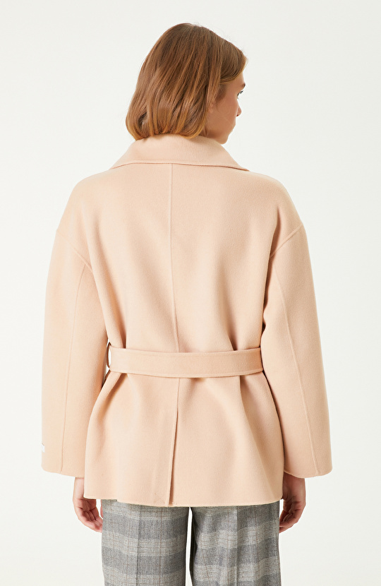 Kayısı Dikişsiz Handmade Yün Kaban