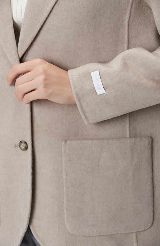 Bej Melanj Yün Karışımlı Handmade Ceket