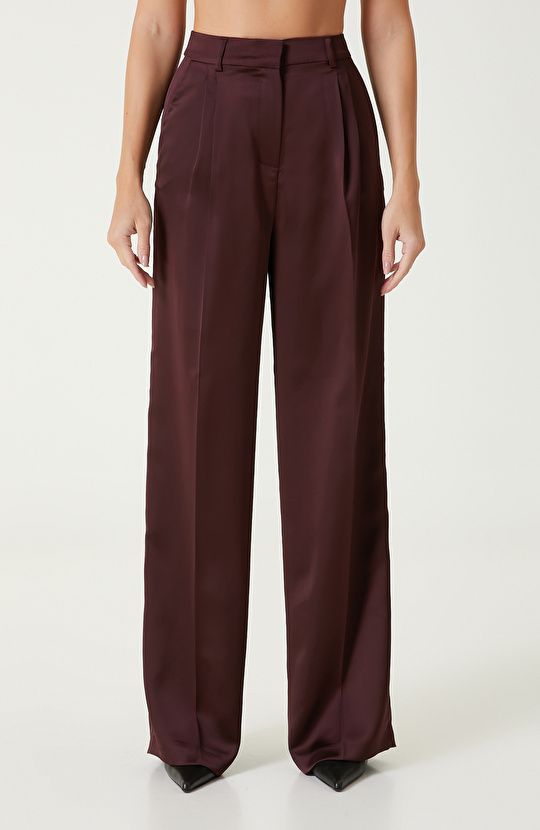 Bordo Saten Pantolon