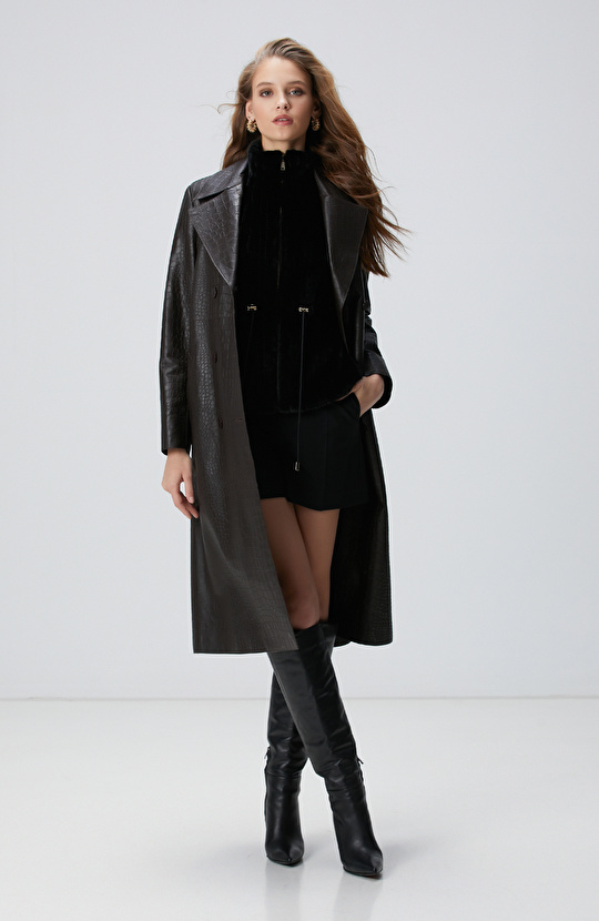 Siyah Suni Kürklü Mont