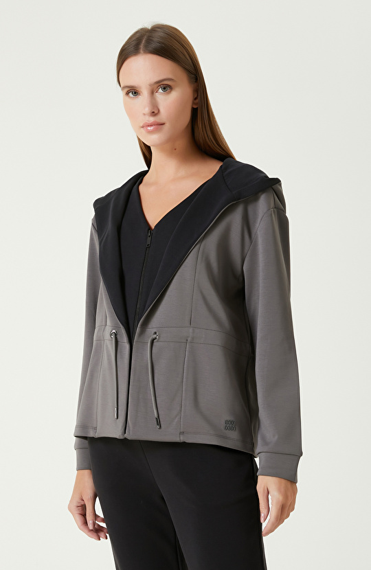 Antrasit Modal Karışımlı Örme Ceket