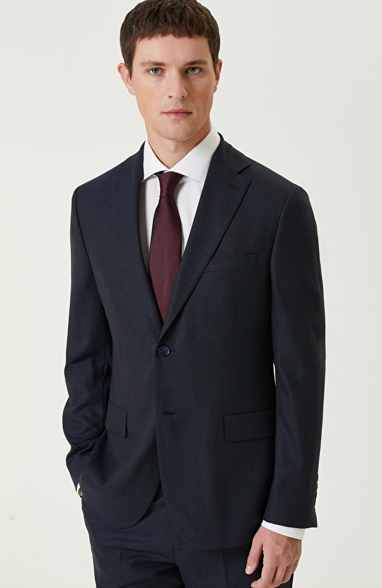 Lacivert Yün Karışımlı Takım Elbise