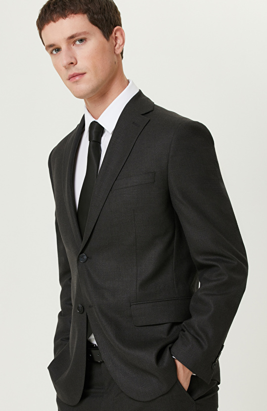 Antrasit Yün Karışımlı Takım Elbise