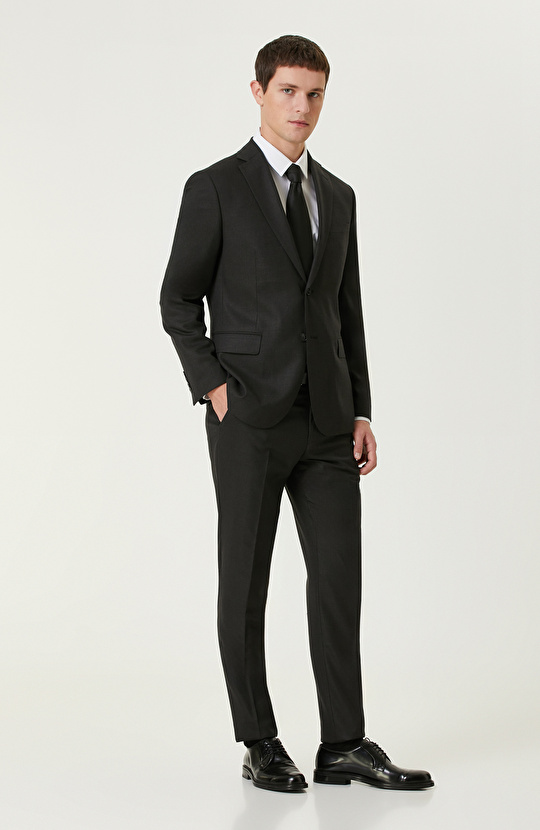 Antrasit Yün Karışımlı Takım Elbise