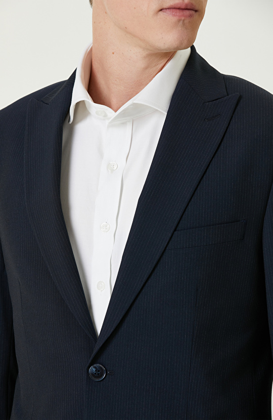 Lacivert Çizgili Takım Elbise