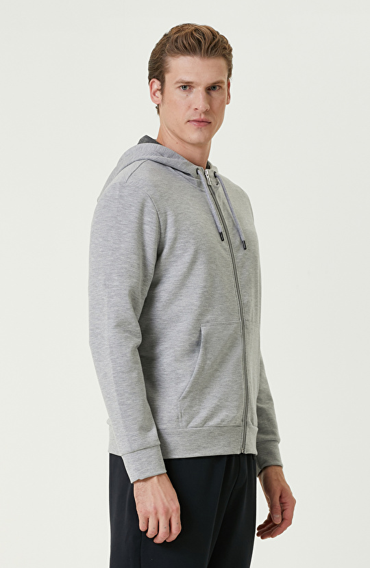 Gri Kapüşonlu Sweatshirt