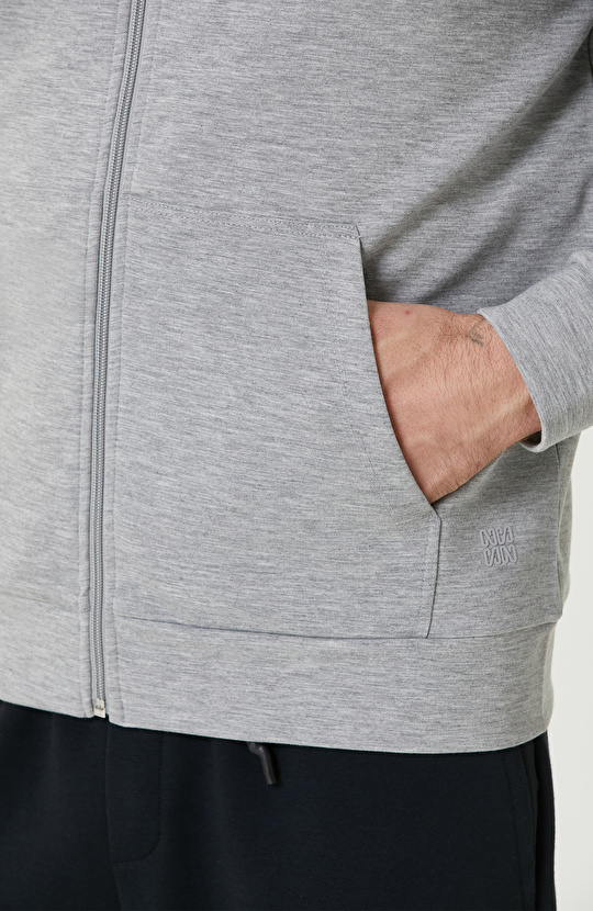 Gri Kapüşonlu Sweatshirt