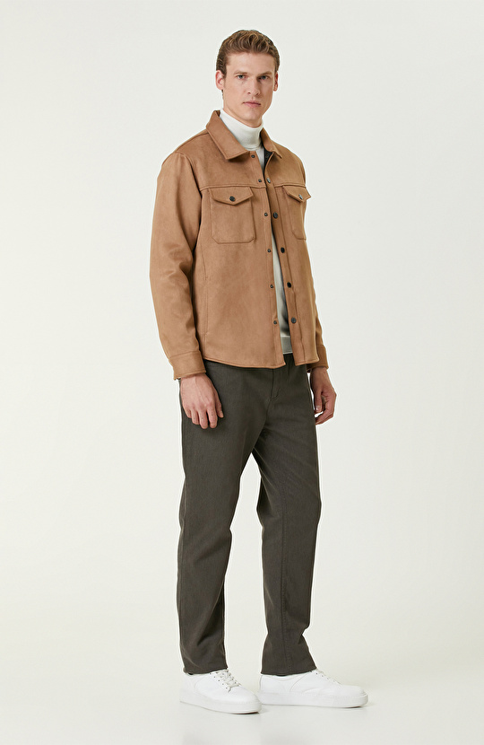 Camel Süet Görünümlü Dış Gömlek