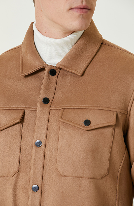 Camel Süet Görünümlü Dış Gömlek