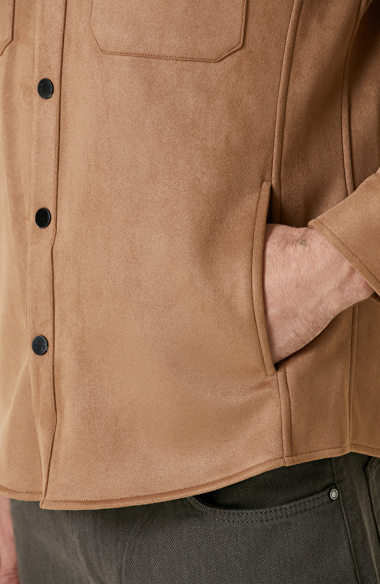 Camel Süet Görünümlü Dış Gömlek