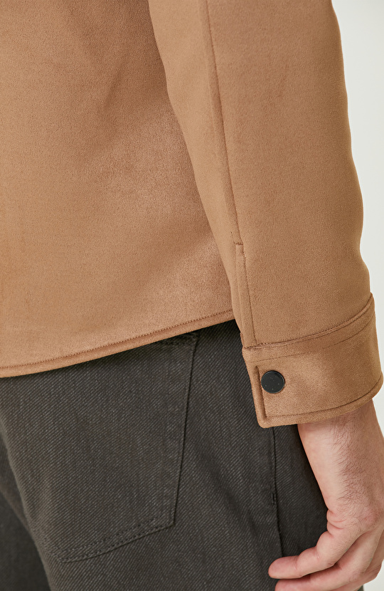 Camel Süet Görünümlü Dış Gömlek