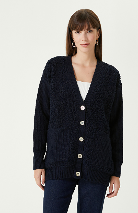 Navy Blue Knit Cardigan