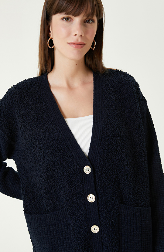Navy Blue Knit Cardigan