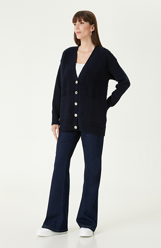 Navy Blue Knit Cardigan