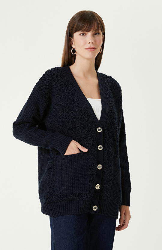Navy Blue Knit Cardigan